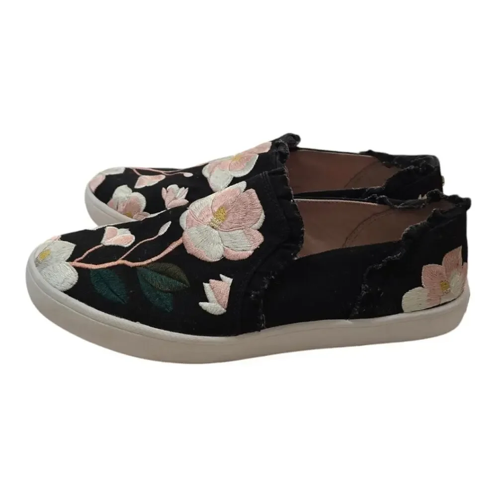 Kate Spade Leonie Ruffled Canvas Sneakers Embroidered Floral 7 MSRP $150‎